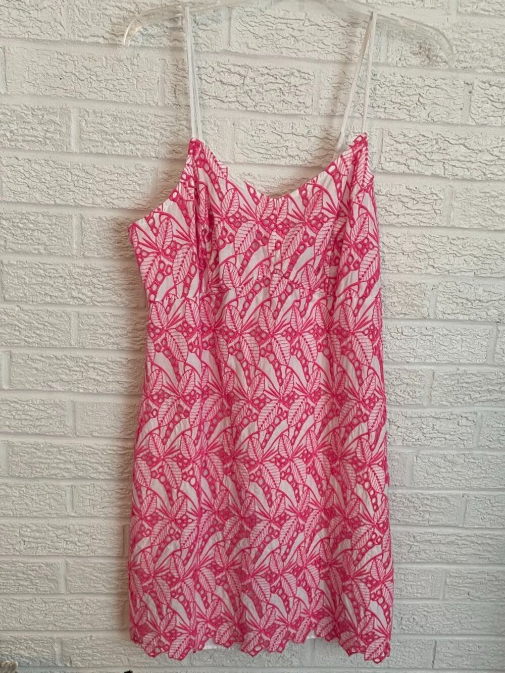 Bright pink lace minidress